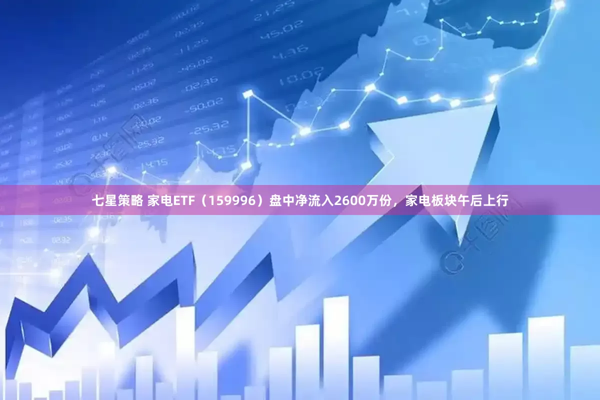 七星策略 家电ETF（159996）盘中净流入2600万份，家电板块午后上行